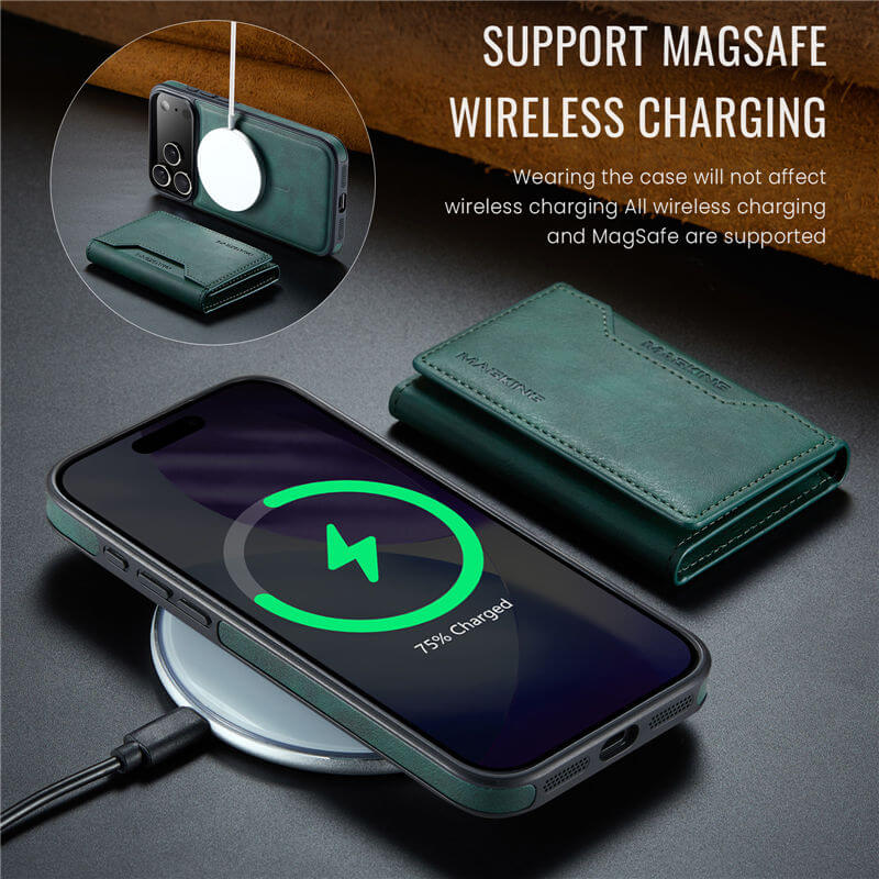 MAGKING Magnetic Leather Wallet Case – RFID Protection, Detachable Wallet, Wireless Charging - Image 2
