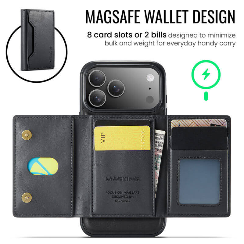 MAGKING Magnetic Leather Wallet Case – RFID Protection, Detachable Wallet, Wireless Charging - Image 4