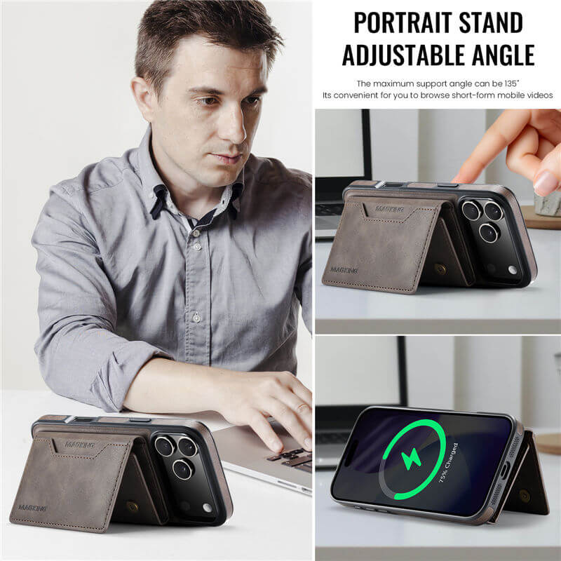 MAGKING Magnetic Leather Wallet Case – RFID Protection, Detachable Wallet, Wireless Charging - Image 6